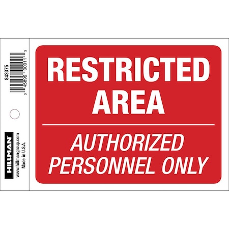 Hillman Decal, 4 in Height, 6 in Width, Vinyl, English 843375